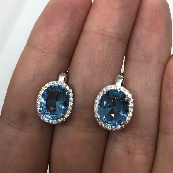Sky Blue Topaz Sterling Silver Earrings - Picture 3 of 6
